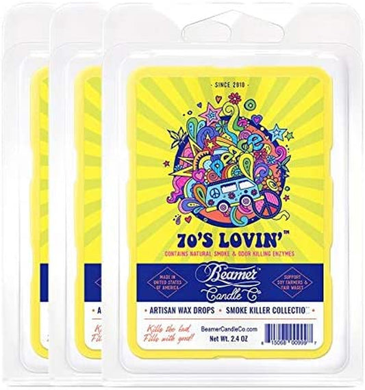 3 Packs of  Candle Co. Smoke Killer Collection Wax Drops, 6-Count Pack - 70'S Lovin' +  Smoke Sticker…